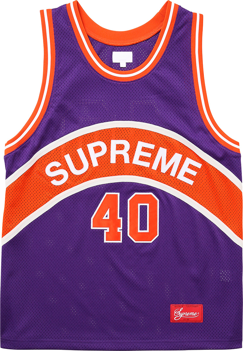 Supreme Curve Basketball Jersey size Large 2017 SS17 orange phoenix purple