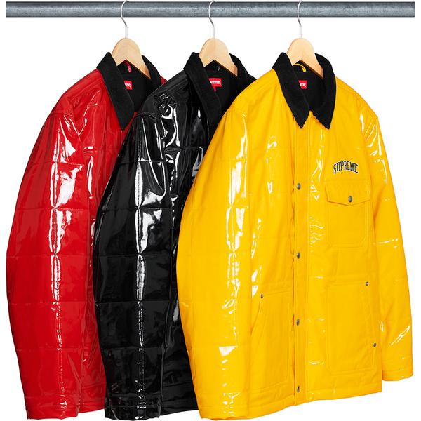 Supreme Quilted Patent Vinyl Work Jacket released during spring summer 18 season
