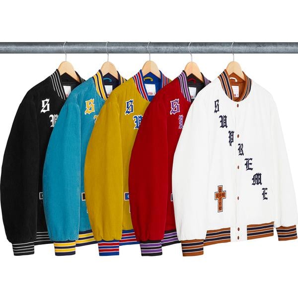 Supreme Old English Corduroy Varsity Jacket for spring summer 18 season