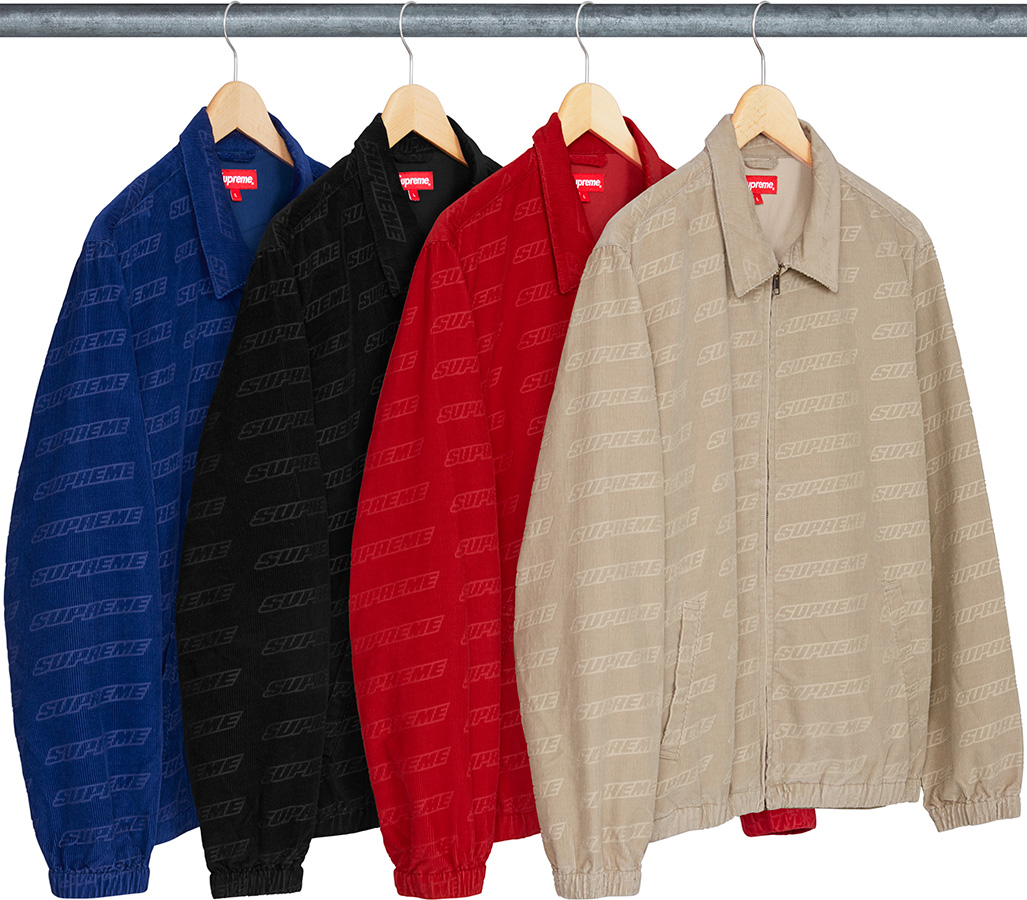 supreme debossed logo corduroy jacket