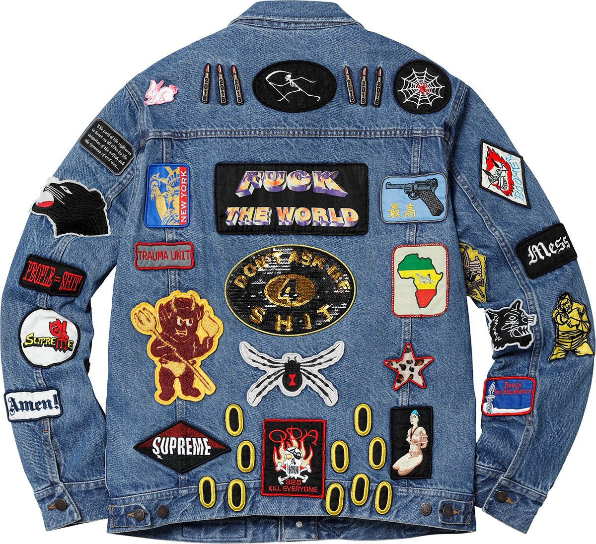 Supreme Patches Denim Trucker Jacket Black