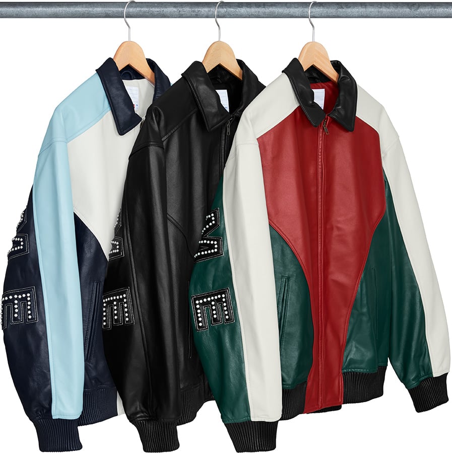 supreme studded arc logo leather jacket