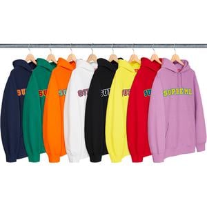 supreme cord collegiate logo hooded sweatshirt
