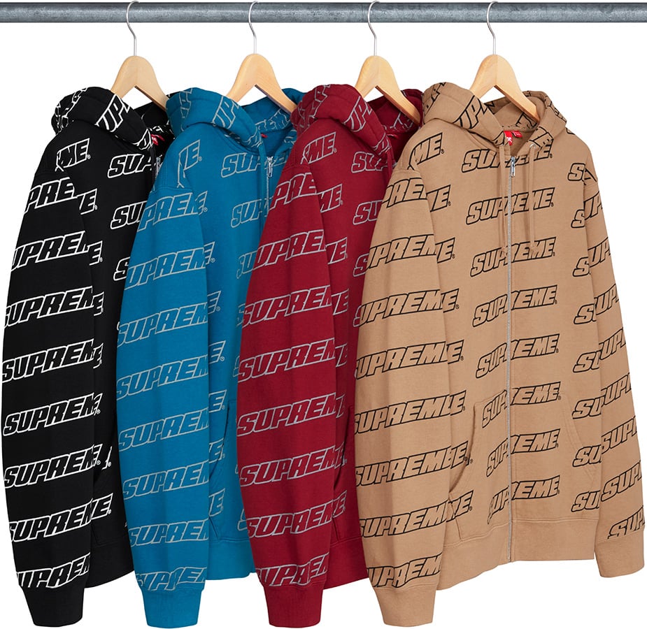 Repeat Zip Up Hooded Sweatshirt - spring summer 2018 - Supreme