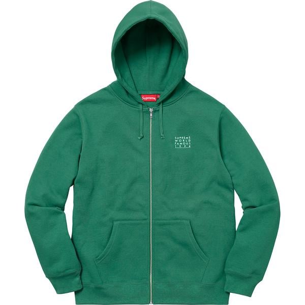 Details on World Famous Zip Up Hooded Sweatshirt None from spring summer
                                                    2018 (Price is $148)