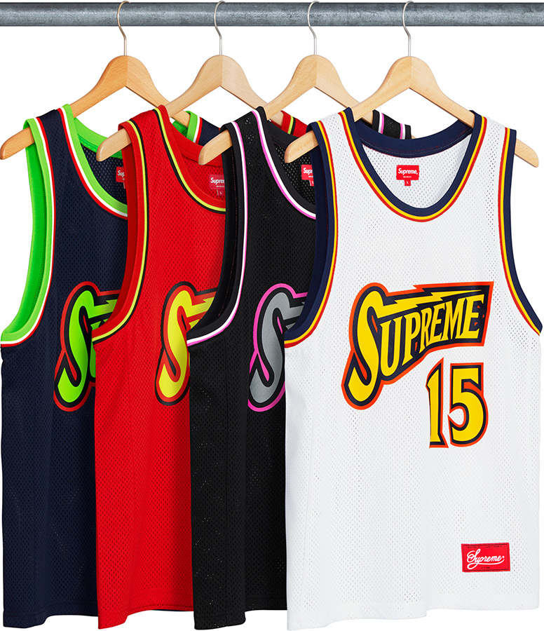 Supreme SS18 Bolt Basketball Jersey White Logo SUP-SS18-429