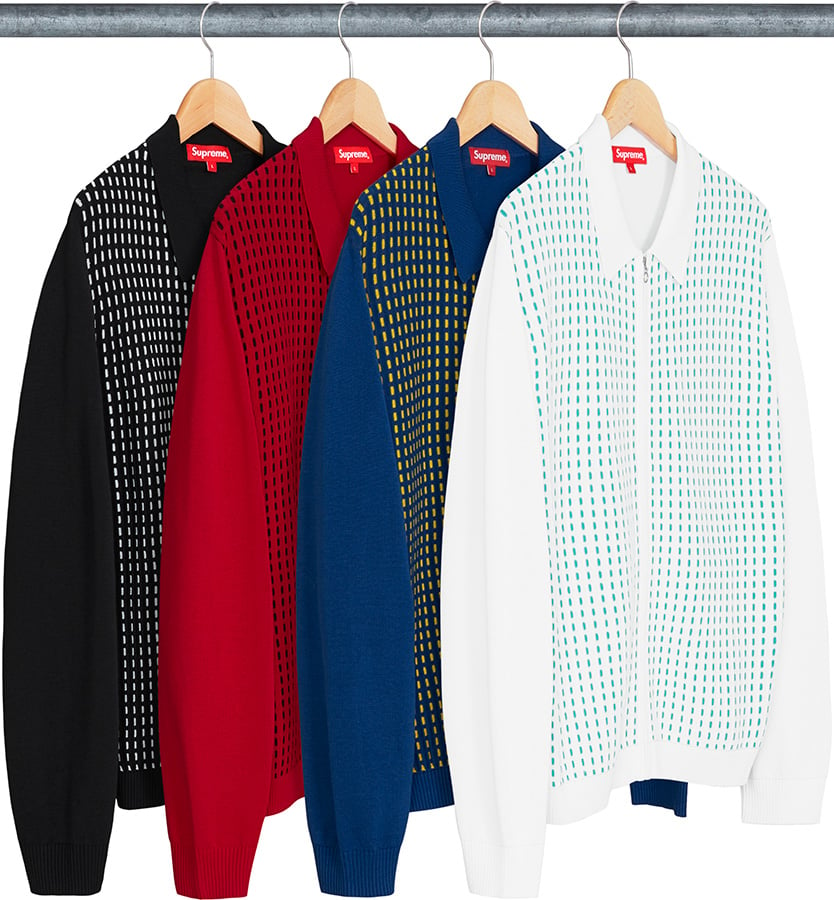 supreme Dashes Zip Up Knit Polo 18ss-