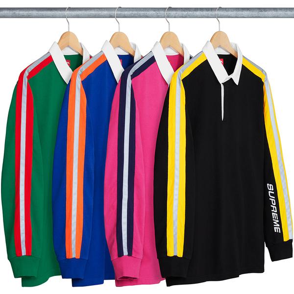 Supreme Reflective Sleeve Stripe Rugby released during spring summer 18 season