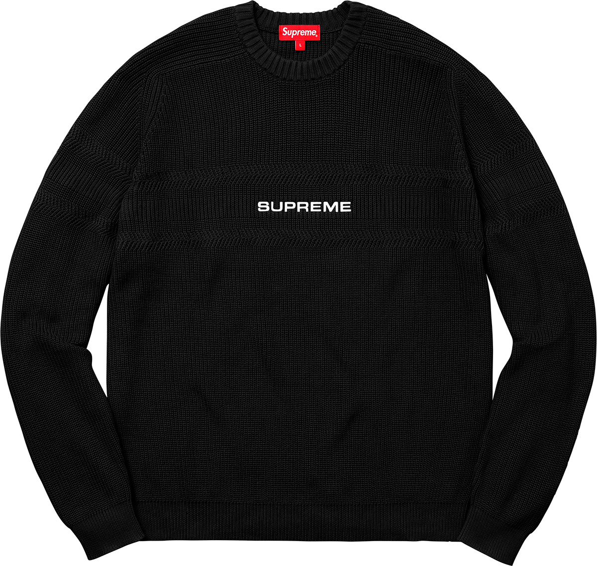 M】Supreme Chest Stripe Raglan Sweater 黒-