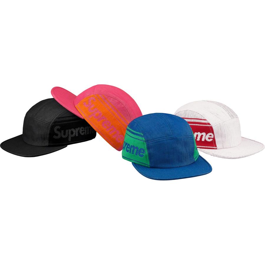 Supreme Raffia Woven Logo Camp Cap released during spring summer 19 season