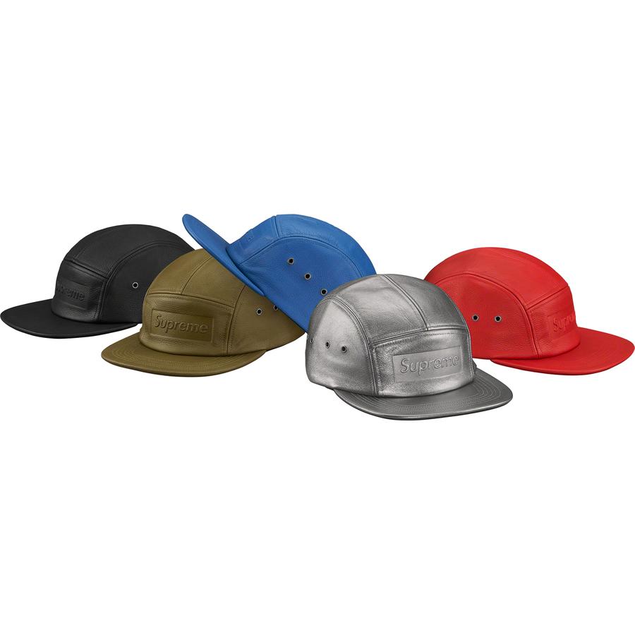 Supreme Pebbled Leather Camp Cap released during spring summer 19 season