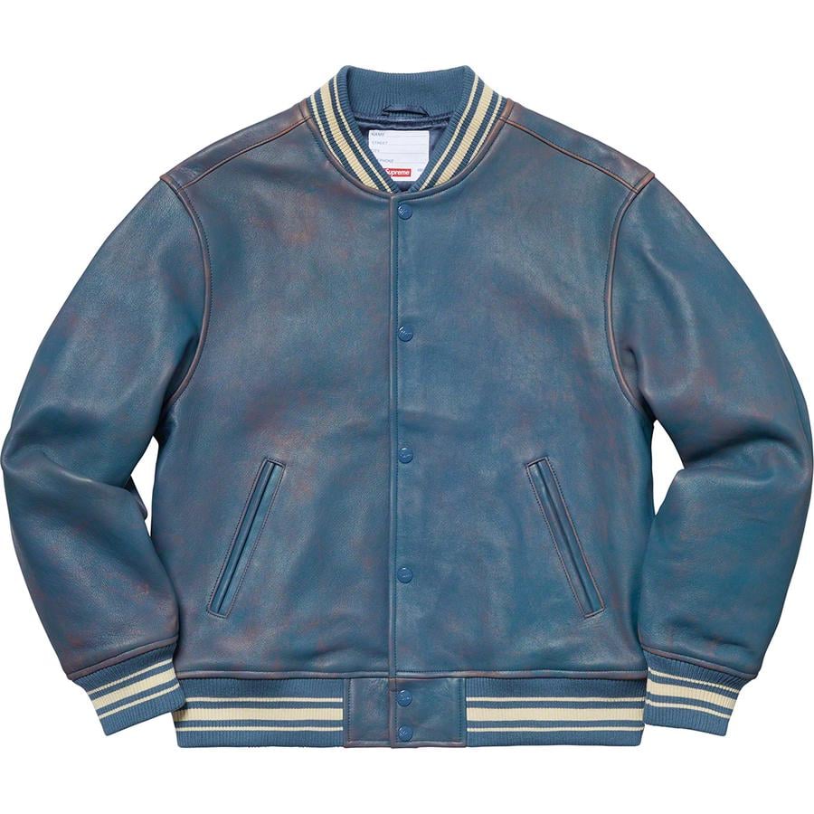 Details on Leather Varsity Jacket  from spring summer
                                                    2019 (Price is $698)