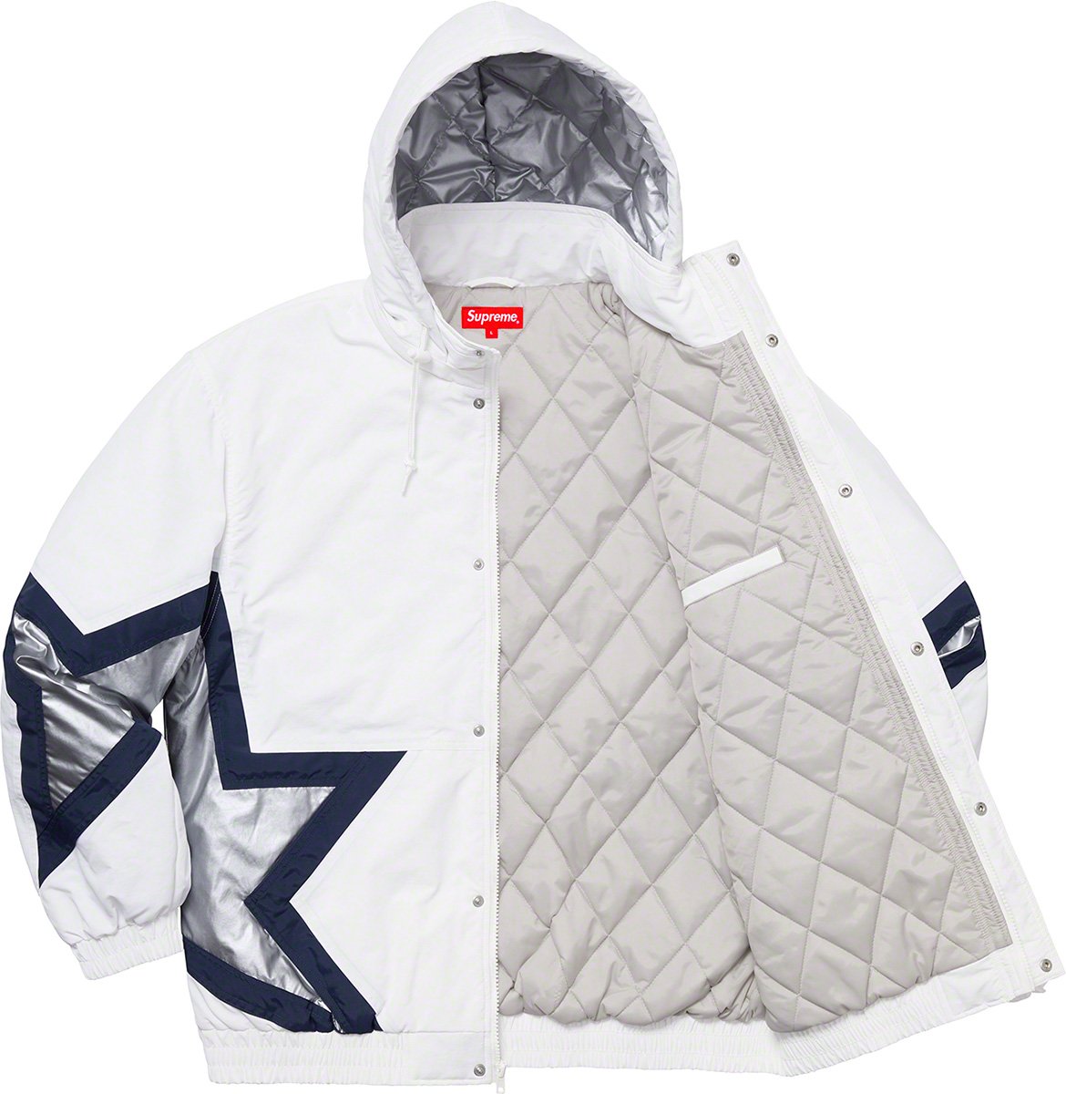 supreme Stars Puffy Jacket sサイズ 白