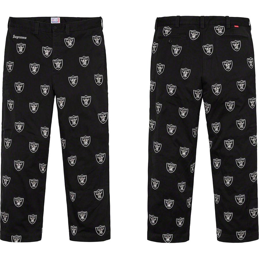 Supreme Supreme NFL Raiders '47 Embroidered Chino Pant releasing on Week 8 for spring summer 19