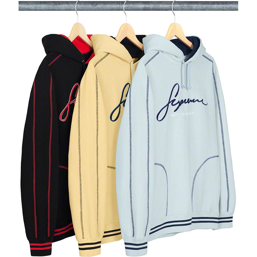 Supreme Contrast Embroidered Hooded Sweatshirt released during spring summer 19 season