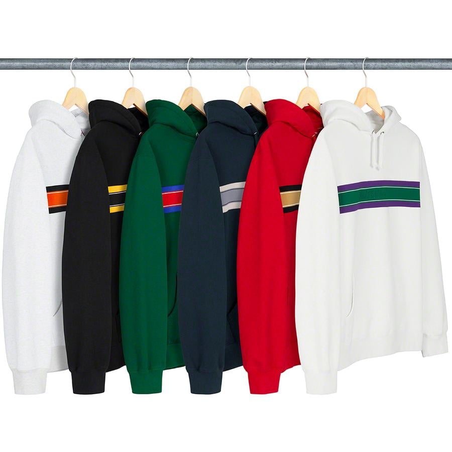 Supreme Chest Stripe Logo Hooded Sweatshirt releasing on Week 6 for spring summer 19