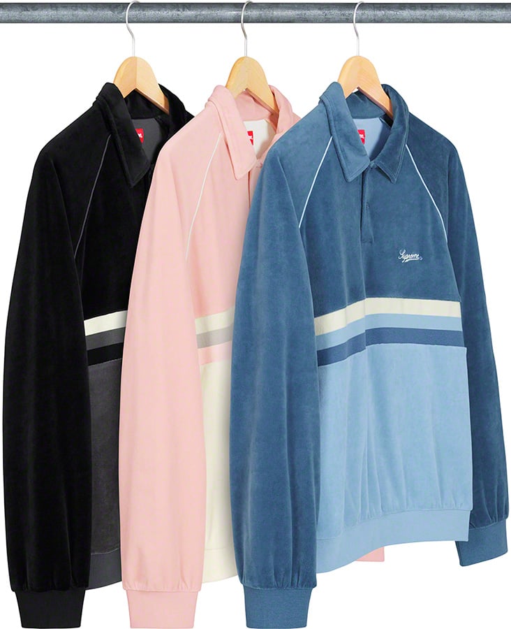 Stripe Velour Raglan L S Polo - spring summer 2019 - Supreme