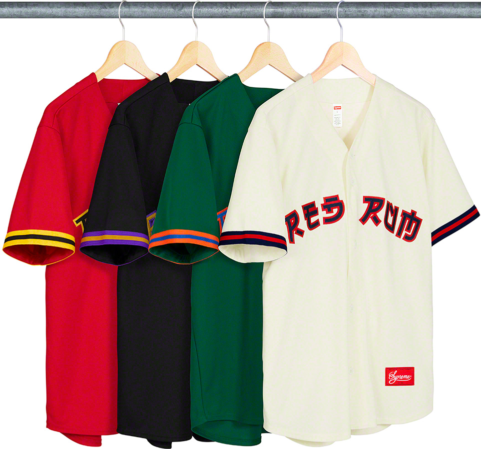 supreme red baseball jersey
