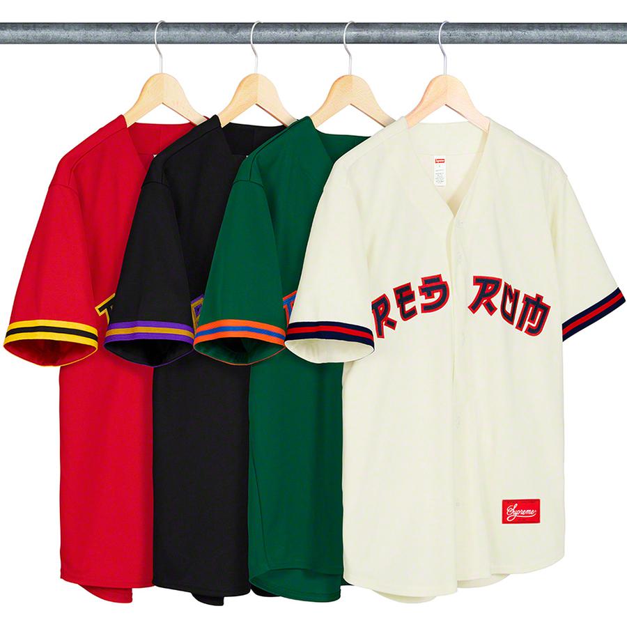 Supreme Red Rum Baseball Jersey released during spring summer 19 season