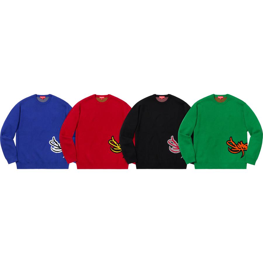 Supreme Tag Logo Sweater released during spring summer 19 season