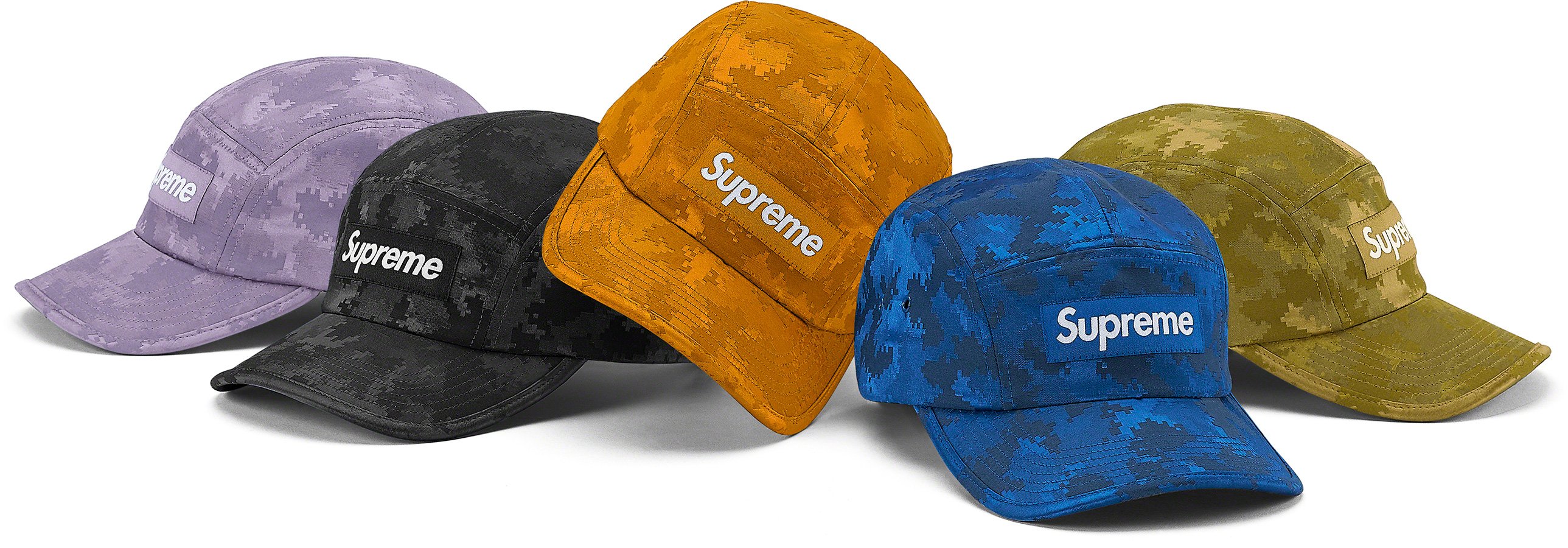 【Supreme】Satin Digi Camo Camp Cap Royal