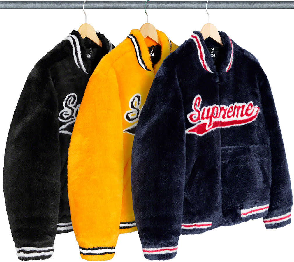 ブルゾンネイビー L Faux Fur Varsity Jacket