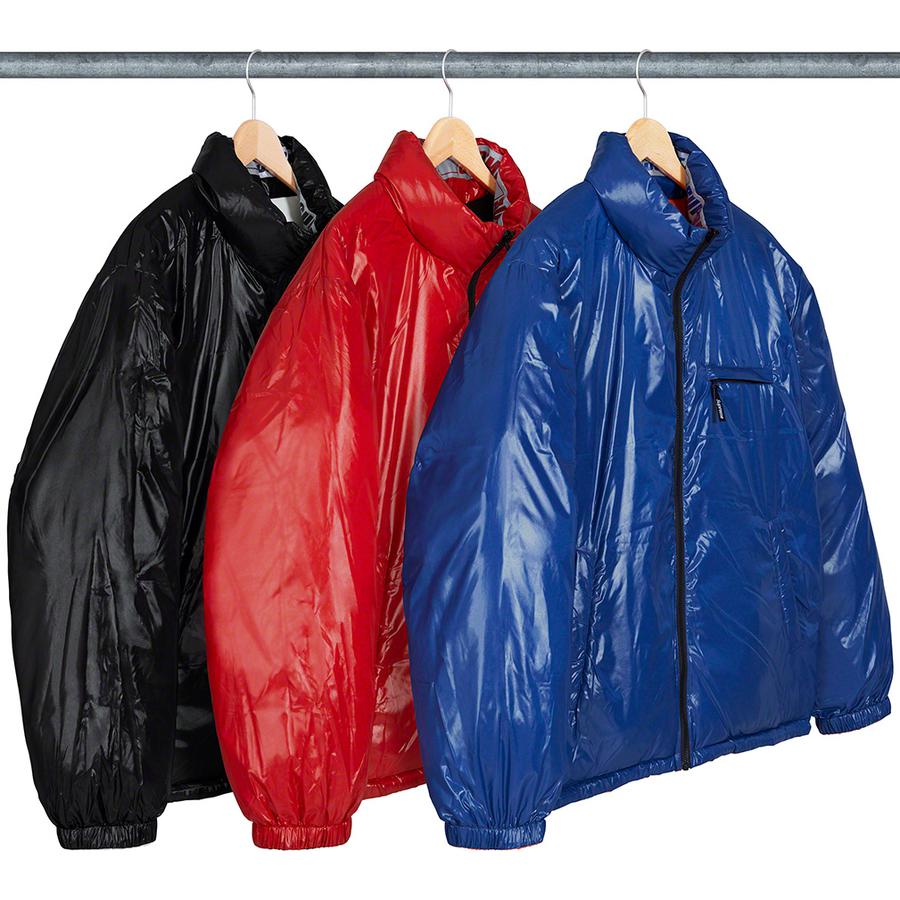 Supreme Shiny Reversible Puffy Jacket released during spring summer 20 season
