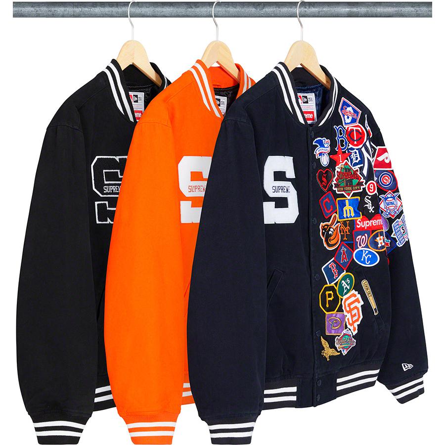 Details on Supreme New Era MLB Varsity Jacket from spring summer
                                            2020 (Price is $328)