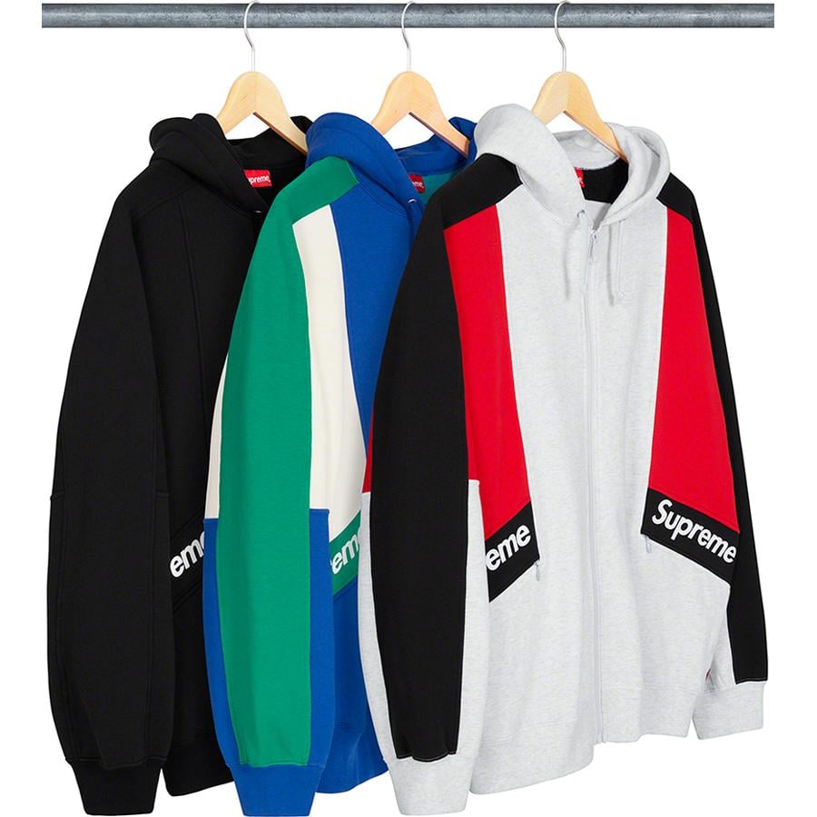 Supreme Color Blocked Zip Up Hooded Sweatshirt released during spring summer 20 season