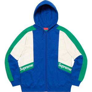 color blocked zip up hooded sweatshirt