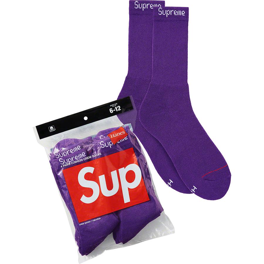 Details on Supreme Hanes Crew Socks (Purple) from spring summer
                                            2021 (Price is $20)