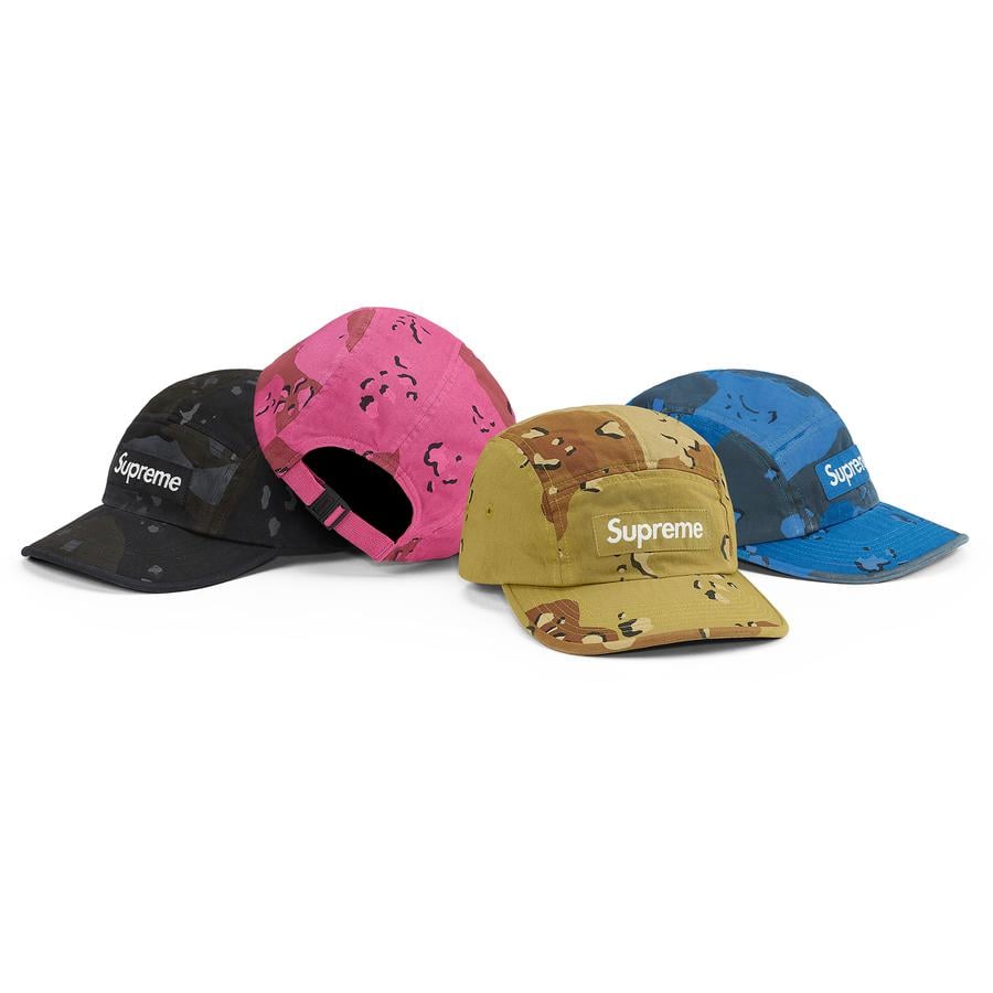 Supreme Overdyed Camo Camp Cap released during spring summer 21 season