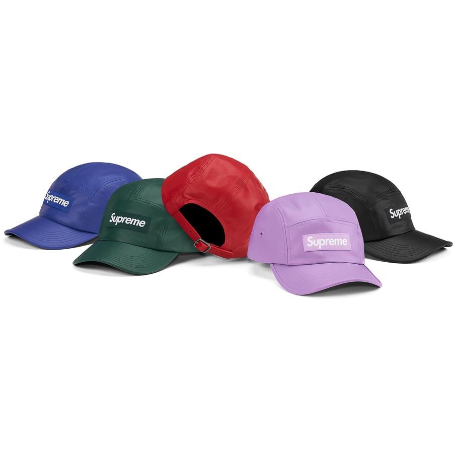 Supreme Leather Camp Cap released during spring summer 21 season