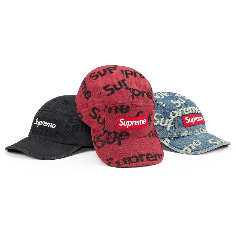 Supreme Frayed Logos Denim Camp Cap for spring summer 21 season