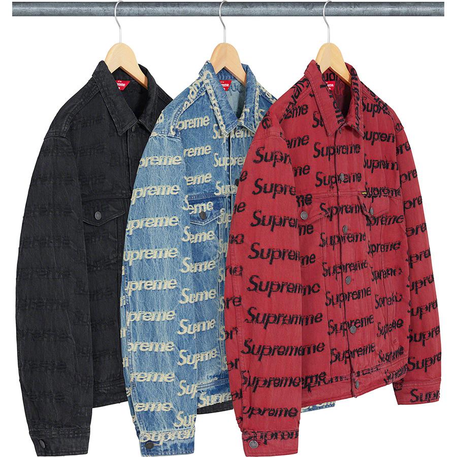 Supreme Frayed Logos Denim Trucker Jacket released during spring summer 21 season