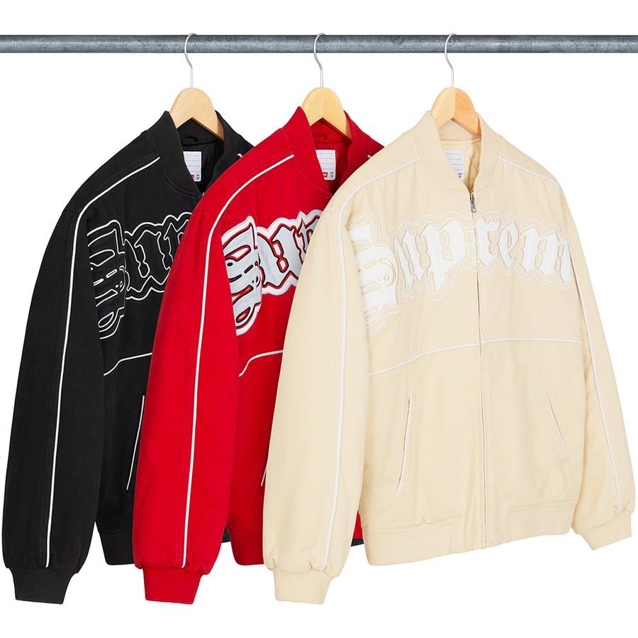 Supreme Twill Old English Varsity Jacket releasing on Week 10 for spring summer 2021