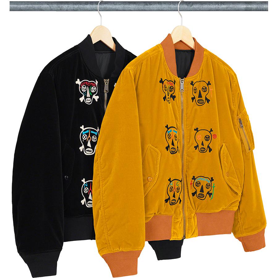 Details on Clayton Patterson Supreme Skulls Embroidered Velvet MA-1  from spring summer
                                                    2021 (Price is $398)