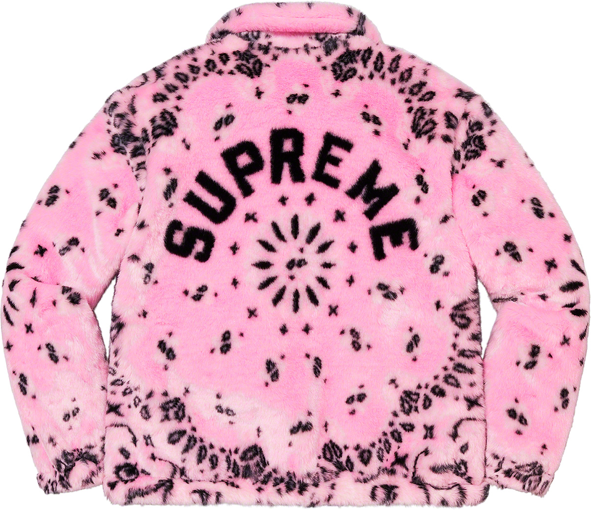 Supreme Bandana Faux-fur Jacket In Pink