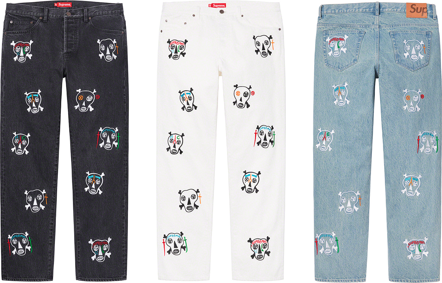 Clayton Patterson Skulls Embroidered Regular Jean   spring summer