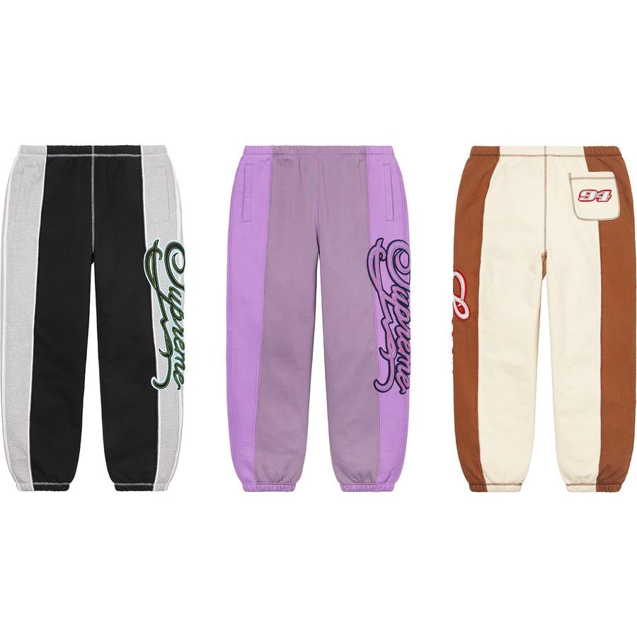 Supreme Paneled Script Sweatpant released during spring summer 21 season