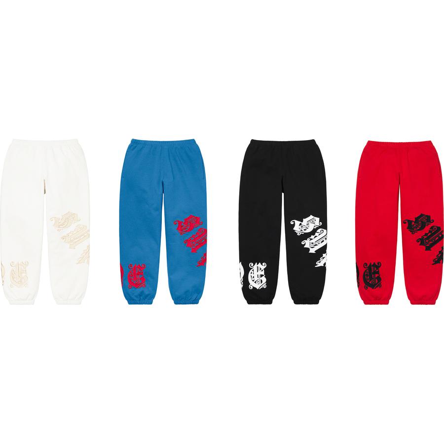 Supreme Old English Wrap Sweatpant releasing on Week 18 for spring summer 2021