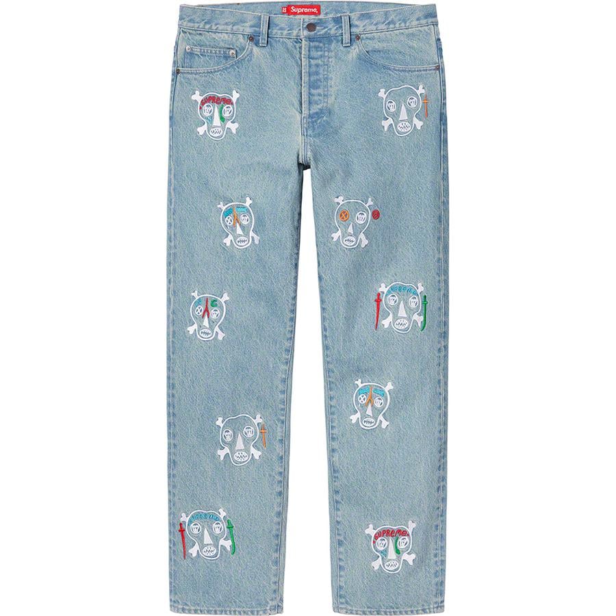 Details on Clayton Patterson Supreme Skulls Embroidered Regular Jean  from spring summer
                                                    2021 (Price is $198)