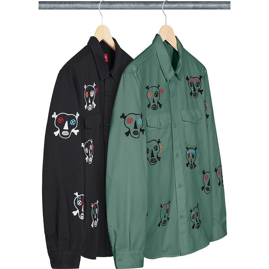 Supreme Clayton Patterson Supreme Skulls Embroidered Work Shirt for spring summer 21 season