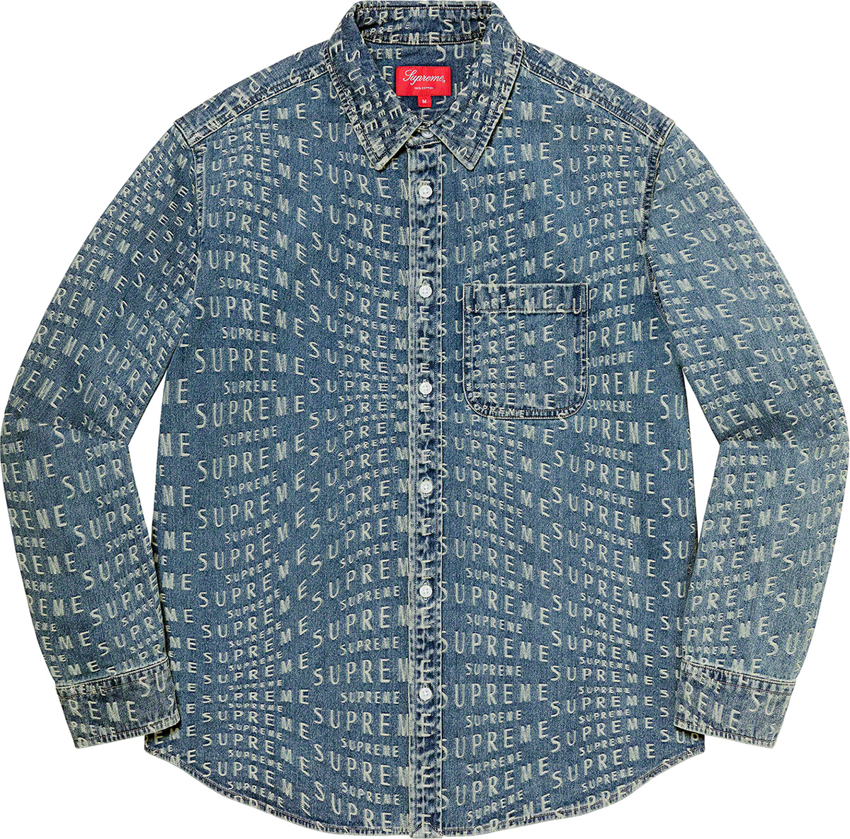 Supreme Jacquard Logos Denim Shirt L