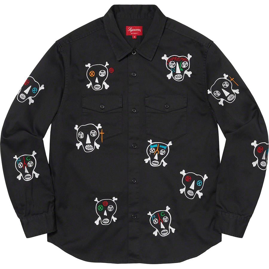 Details on Clayton Patterson Supreme Skulls Embroidered Work Shirt  from spring summer
                                                    2021 (Price is $158)