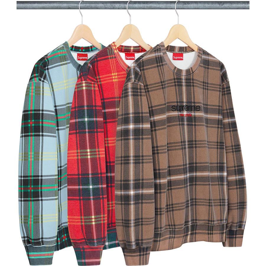 Supreme Plaid Crewneck released during spring summer 21 season