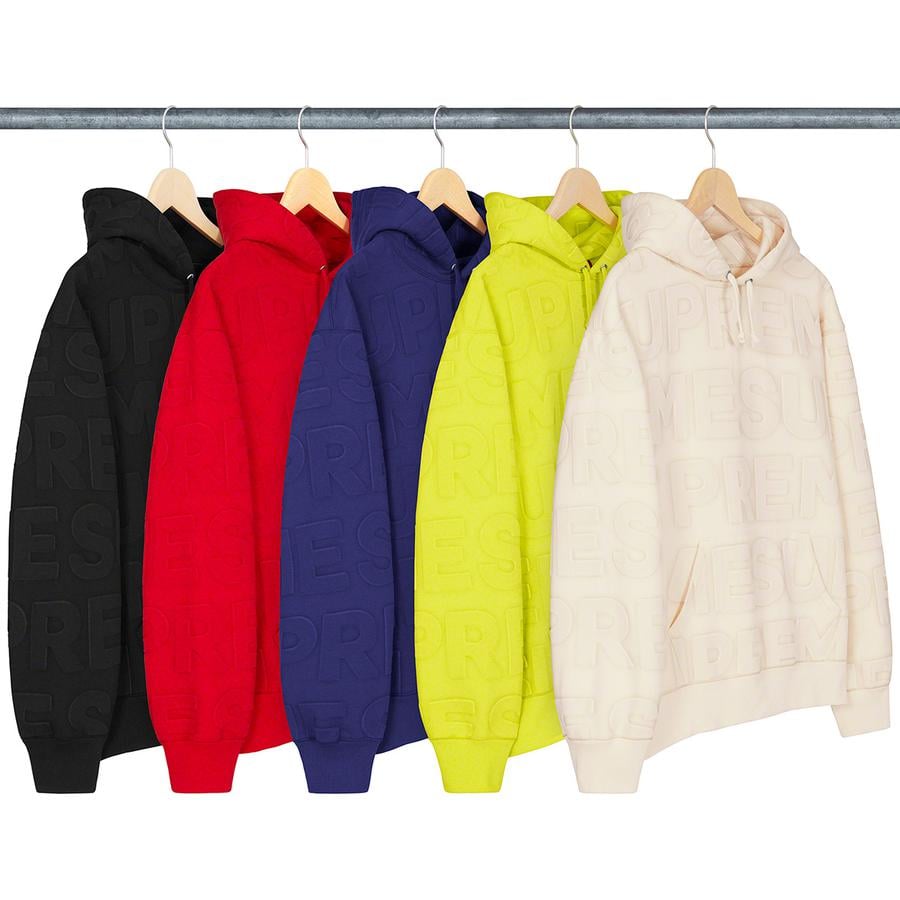 Supreme Embossed Logos Hooded Sweatshirt released during spring summer 21 season