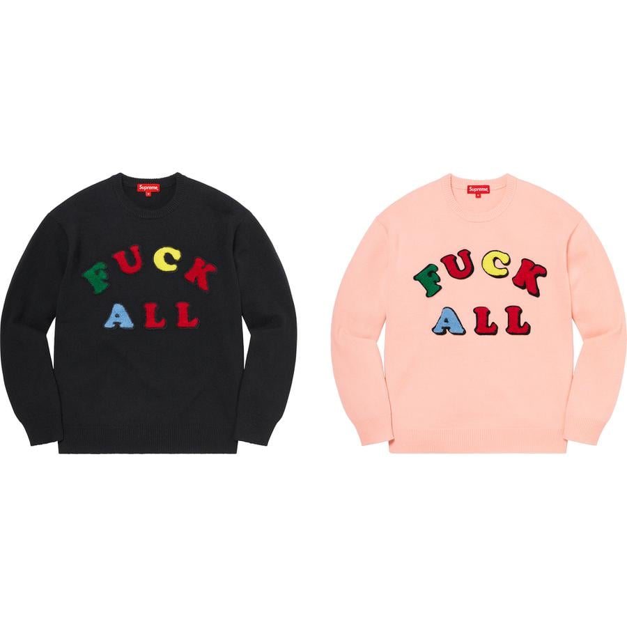 Details on Jamie Reid Supreme Fuck All Sweater from spring summer
                                            2021 (Price is $168)