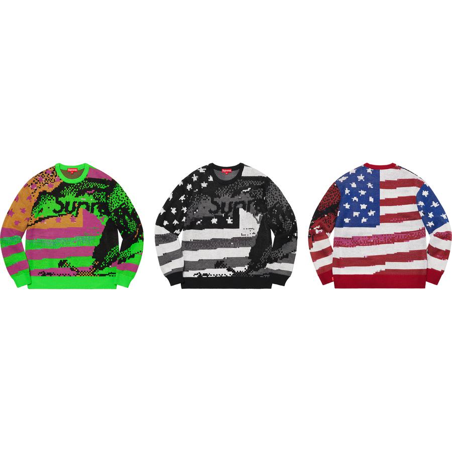 Supreme Digital Flag Sweater released during spring summer 21 season