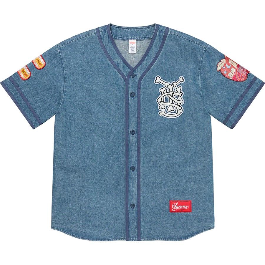 Details on Patches Denim Baseball Jersey  from spring summer
                                                    2021 (Price is $198)
